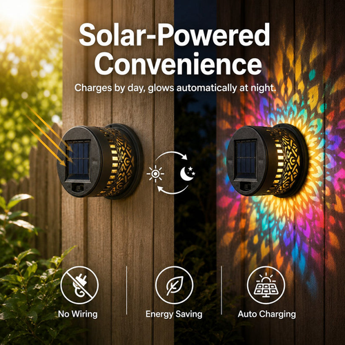 2 PCS✨ Solar Mandala Wall Light 🥇 – Waterproof Outdoor Garden Fence Projector Lamp with Magical Ambient Glow🪐