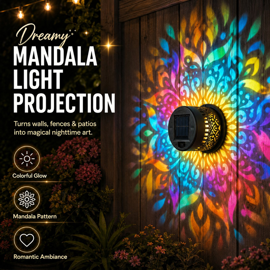 2 PCS✨ Solar Mandala Wall Light 🥇 – Waterproof Outdoor Garden Fence Projector Lamp with Magical Ambient Glow🪐