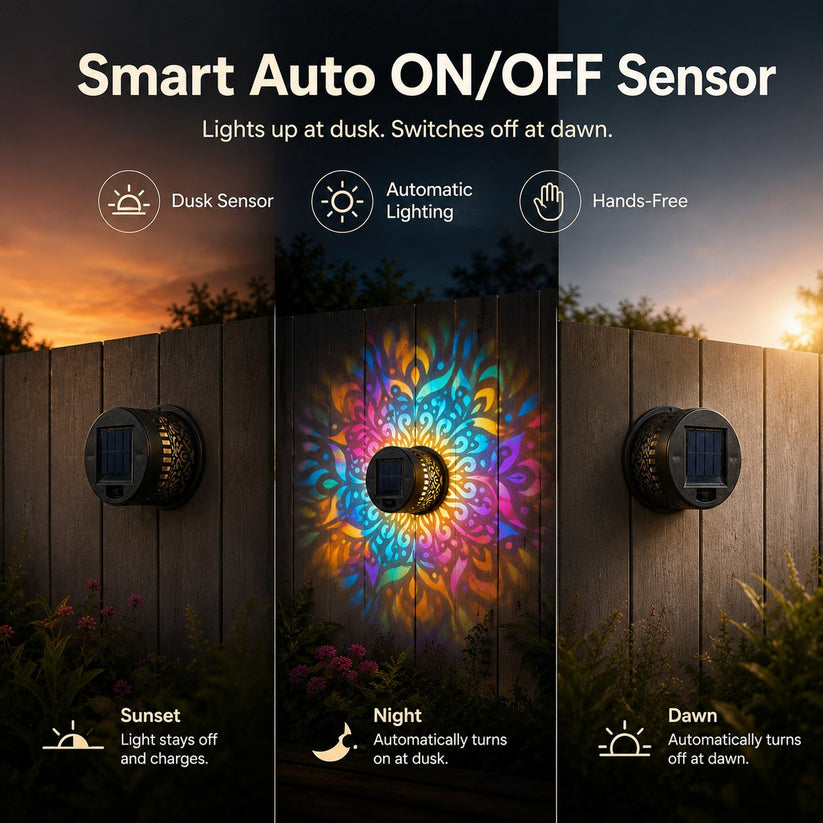 2 PCS✨ Solar Mandala Wall Light 🥇 – Waterproof Outdoor Garden Fence Projector Lamp with Magical Ambient Glow🪐